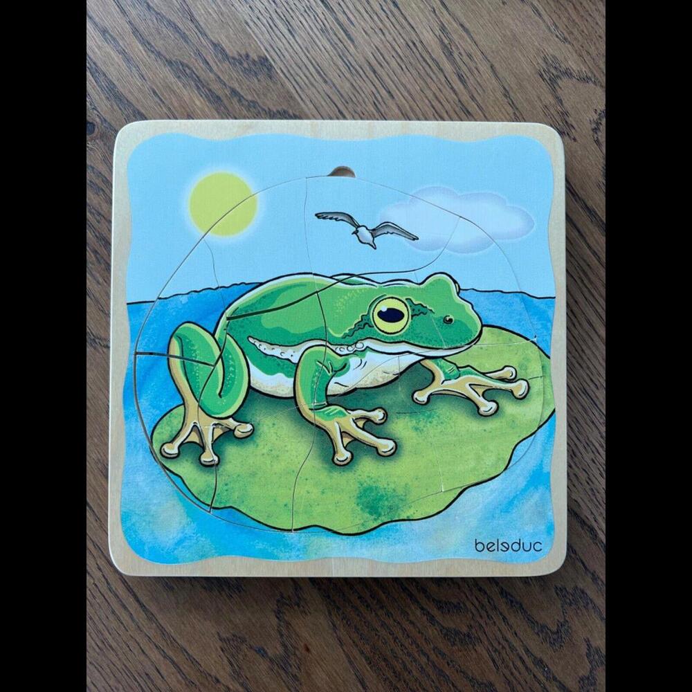 Montessori materials BELEDUC wooden layer puzzle Frog  VERY GOOD! RARE 